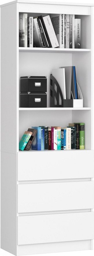 Elior Klasyczny regał na książki z szufladami biały - Risten 3X