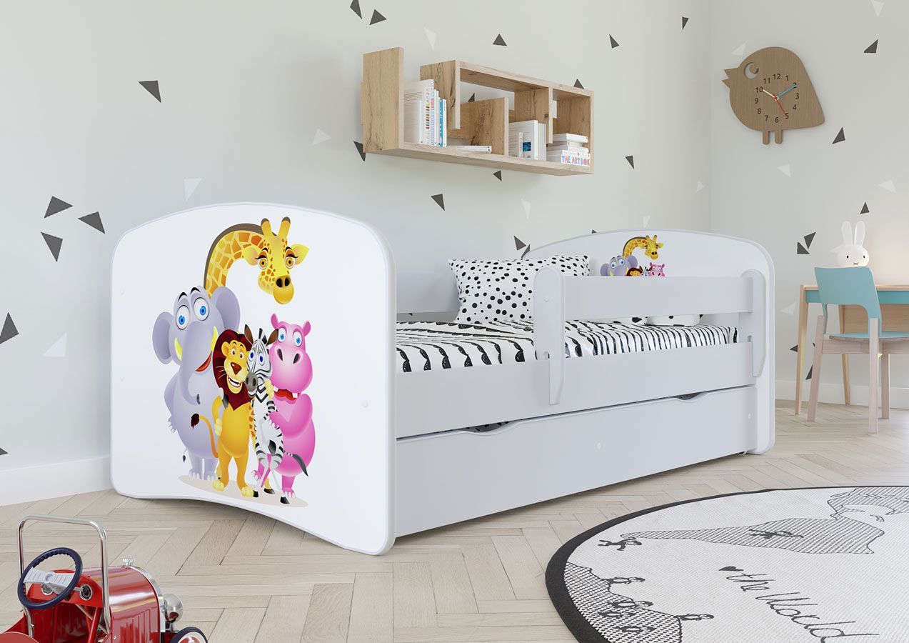 Elior Łóżko dziecięce z barierką Happy 2X mix 80x160 - białe