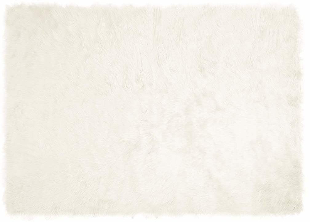 vidaXL Sztuczny biały dywan wełniany 240 x 340 cm