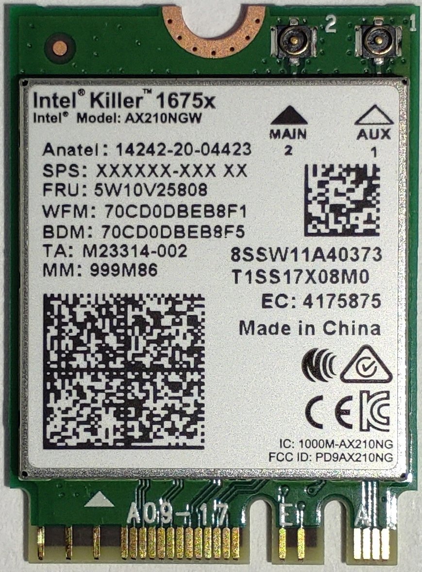 Intel INTEL NIC WI-FI 6E AX210 1675 2x2 AX R2 6GHz + BT No vPro