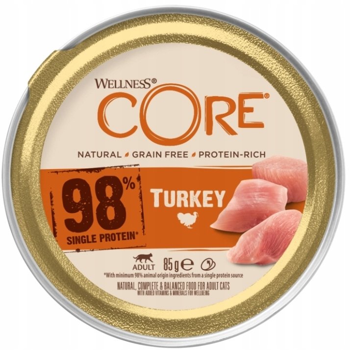 Happy Cat Core 98% Single Protein karma mokra dla dorosłych kotów indyk 85g szalka