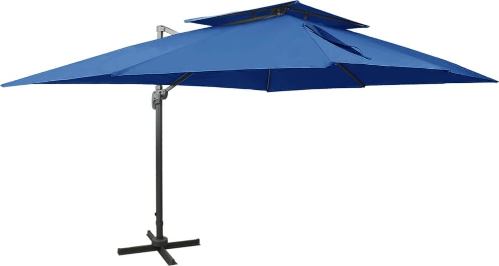 vidaXL Parasol wiszący z podwójną czaszą, lazurowy, 400x300 cm