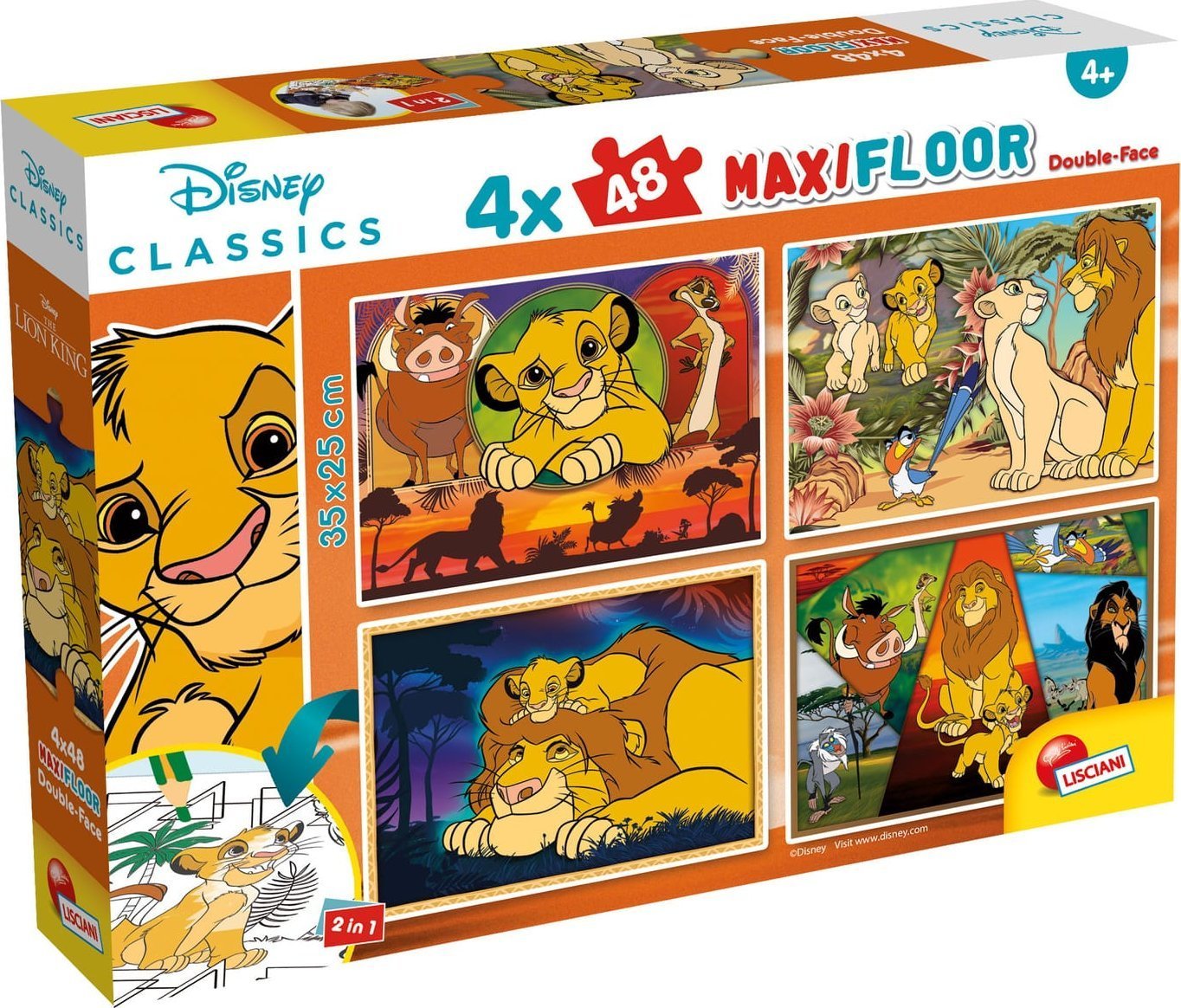 LISCIANI DISNEY PUZZLE MAXIFLOOR 4 X 48 KRÓL LEW