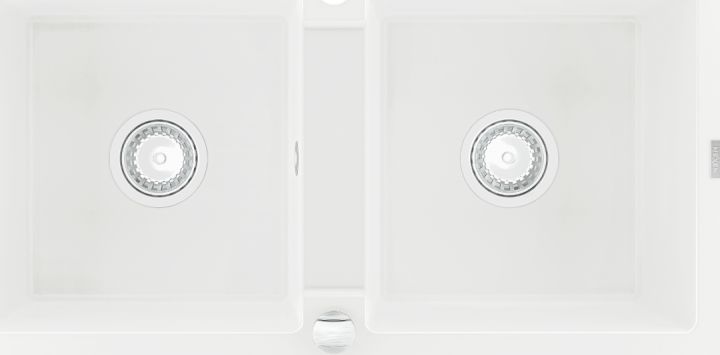 Zlewozmywak Mexen Mario granitowy 2-komorowy 820 x 436 mm, biały - 6504822000-20