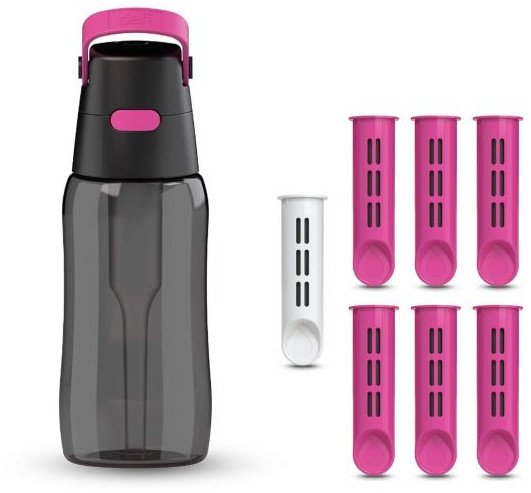 Butelka filtrująca Dafi SOLID 0,5 flamingowa zbiornik czarny 7 filtrów