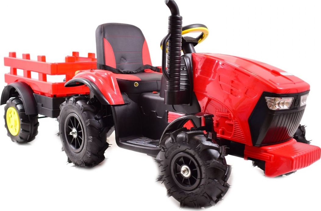 Import SUPER-TOYS MEGA TRAKTOR Z PRZYCZEPĄ, KOŁA POMPOWANE, MIĘKKIE SIEDZENIE, PILOT,NOWOCZESNY PANEL, FUNKCJA BUJANIA/TT990D