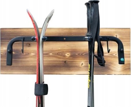 UCHWYT ŚCIENNY WIESZAK DREWNIANY METALOWY NA NARTY