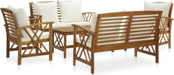 vidaXL VidaXL 5-cz. zestaw wypoczynkowy do ogrodu, poduszki, drewno akacjowe