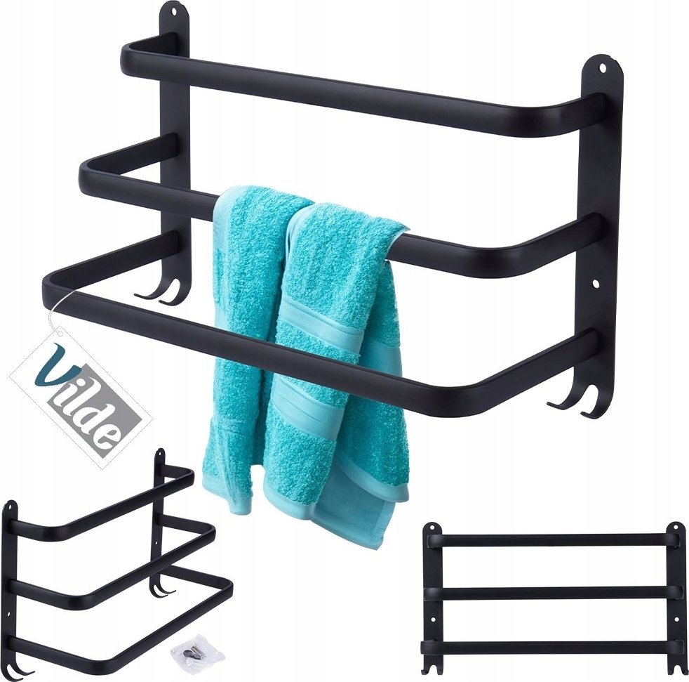 Vilde Wieszak na ręczniki aluminiowy czarny 40 cm
