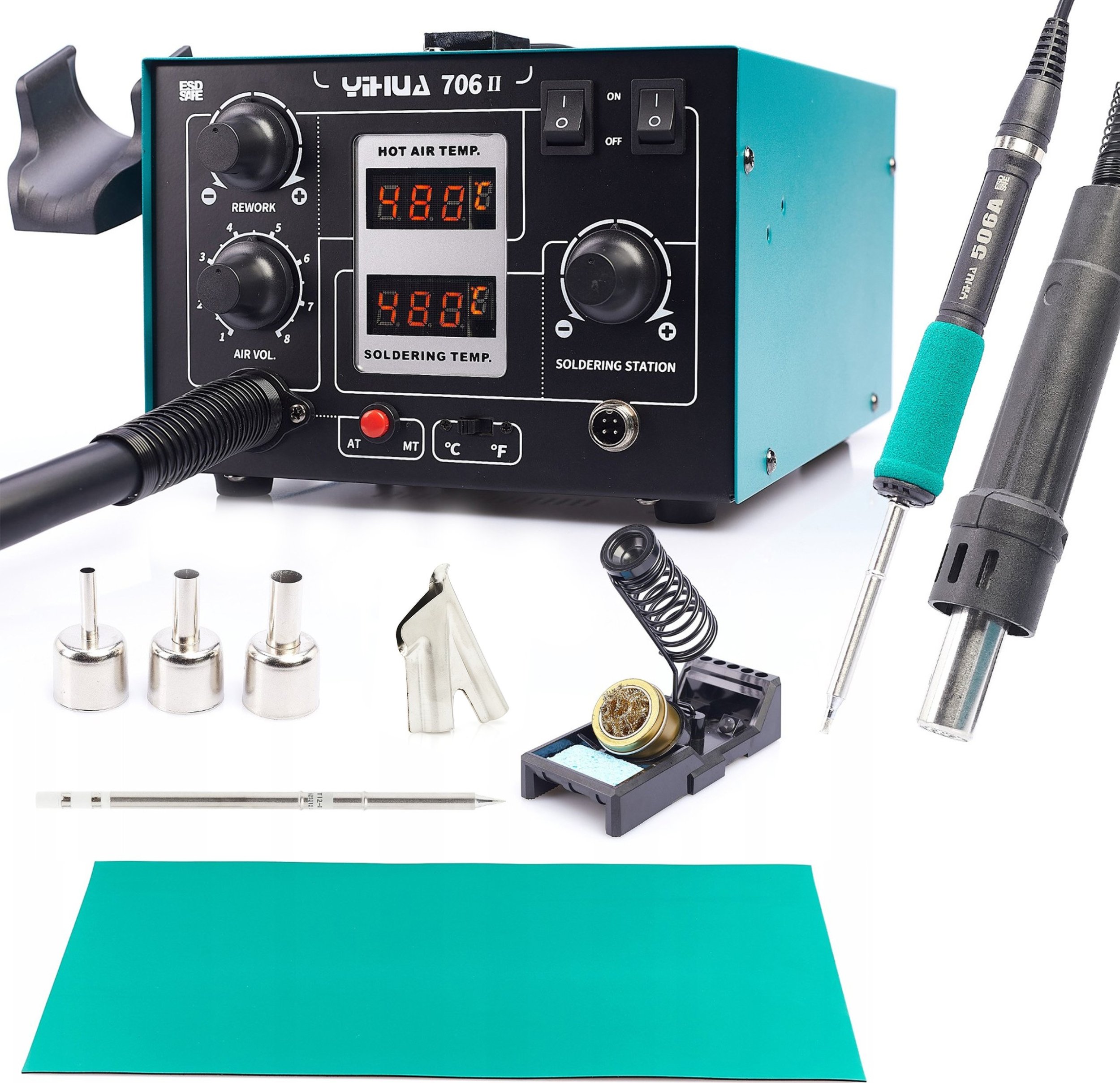 Stacja Lutownicza Kolbowa Yihua 706 II WEP grot T12 Hot-Air Gorące Powietrze