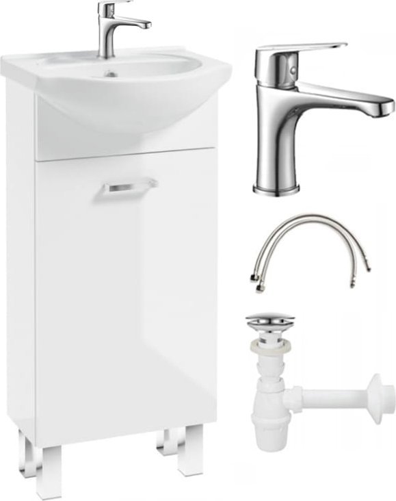 Szafka łazienkowa laminowana z umywalką 40x80 na nóżkach z baterią i syfon