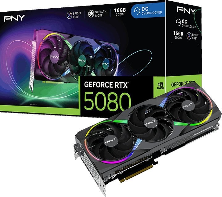 Karta graficzna PNY GeForce RTX 5080 ARGB EPIC-X RGB Overclocked 16GB GDDR7 (VCG508016TFXXPB1-O)
