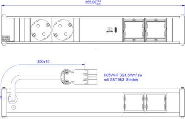 Bachmann BACHMANN CONI 2xCEE7/3 1xUSB C 60W, gniazdo uziemienia wtyczka GST18