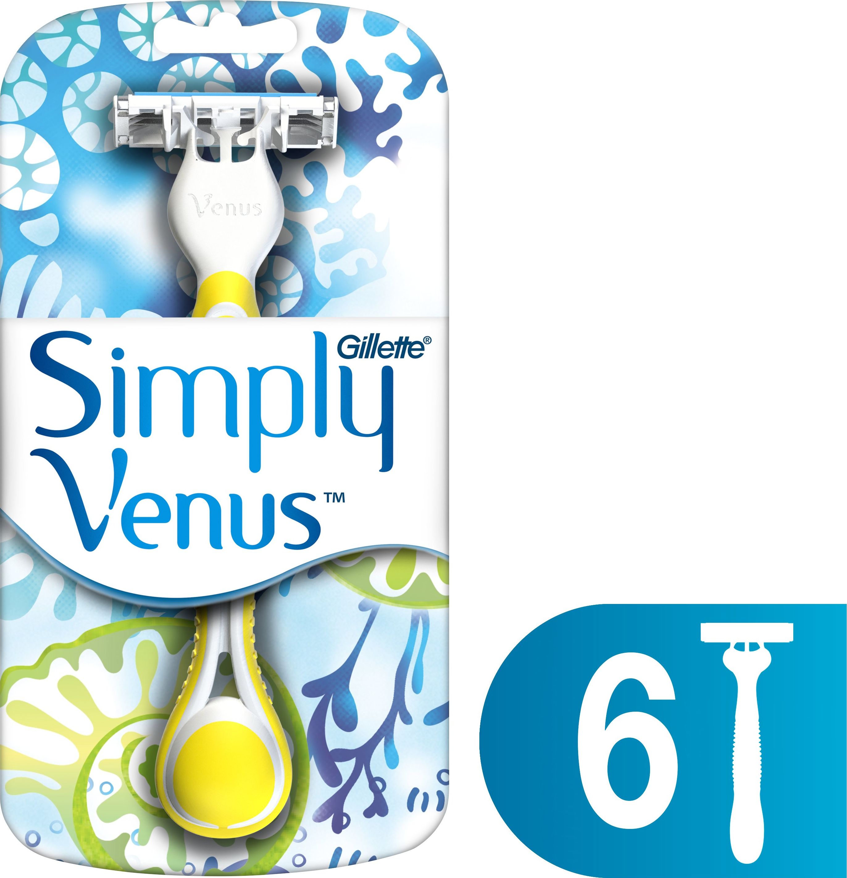 Gilette Maszynka do golenia Simply Venus 3 Plus Yellow 6 szt.