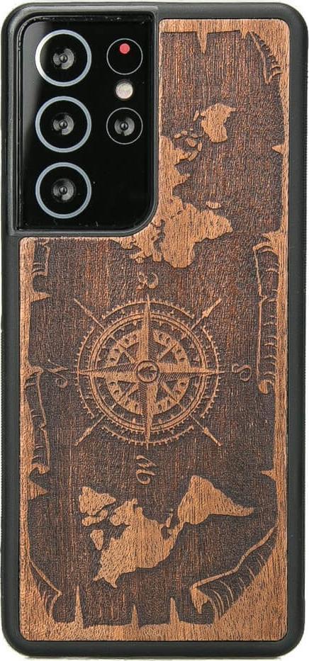 BeWood Drewniane Etui Samsung Galaxy S21 Ultra RÓŻA WIATRÓW MERBAU