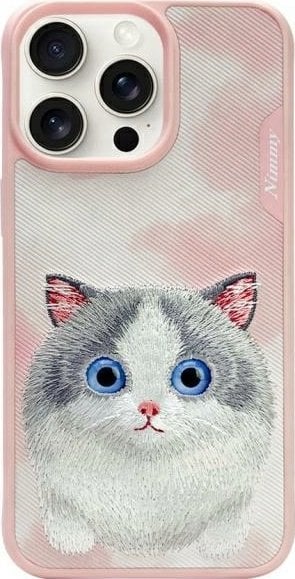 Nimmy iPhone 15 Pro Max 6.7 Case Pink Big Eyed Pet 2.0 Cat