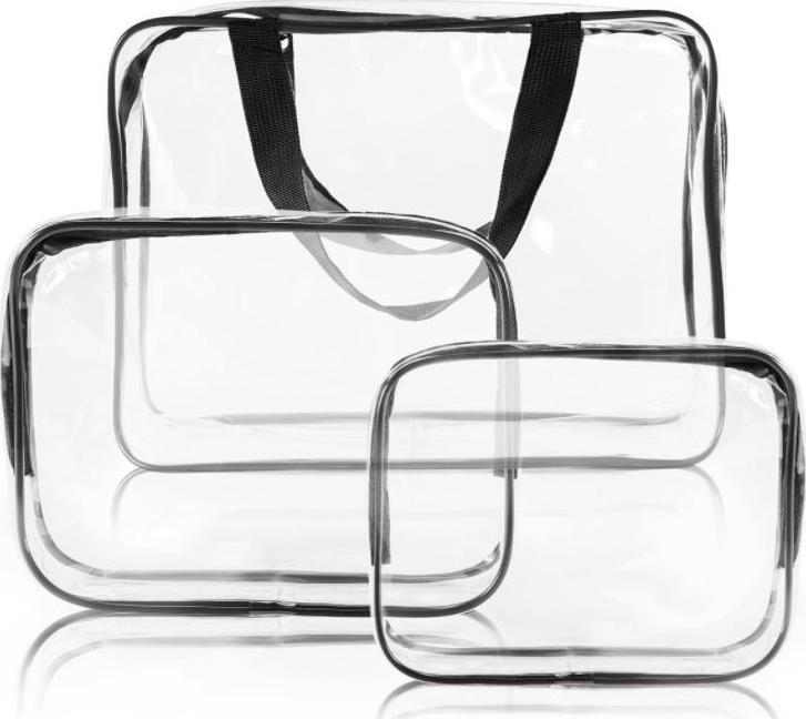 Torebka Kosmetyczka 3W1 Przezroczysta Zestaw 3 elementy Podróżna