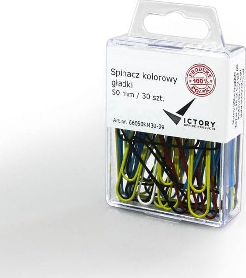 Victory Office Product SPINACZE BIUROWE VICTORY OFFICE 50MM 30 SZT. OKRĄGŁE MIX KOLORÓW POJEMNIK PLASTIKOWY ZAWIESZANY