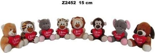 Zwierzęta z sercem 15cm MIX