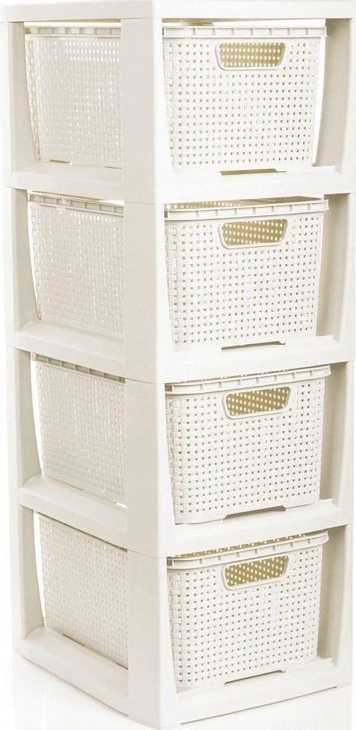 Branq Regał z 4 koszykami BranQ biel antyczna