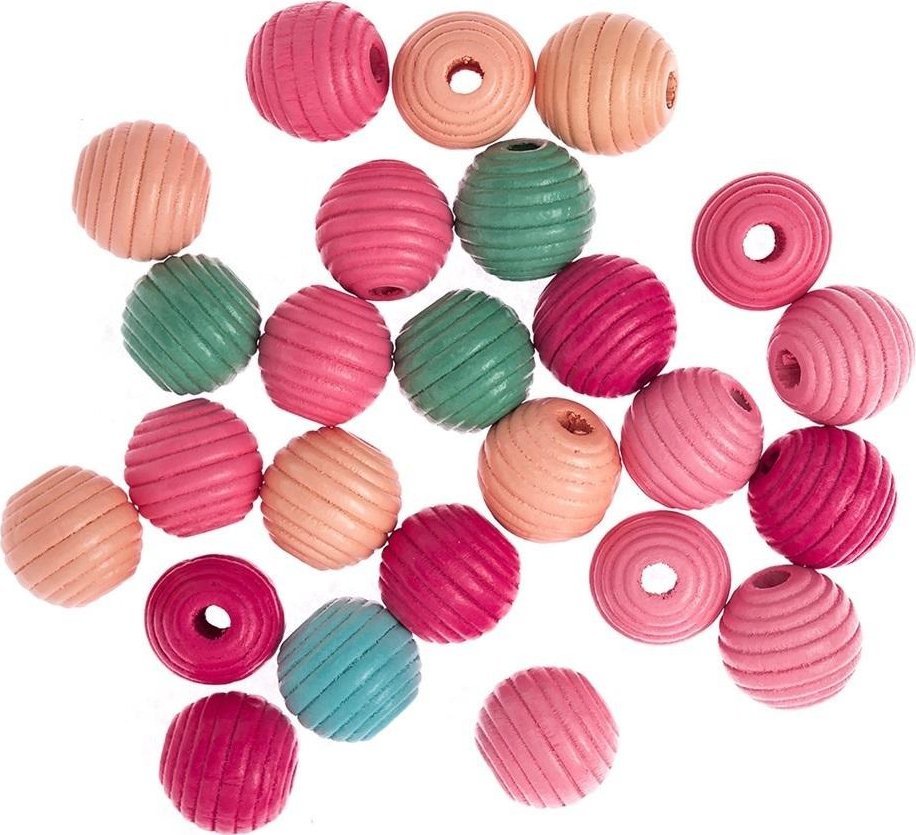 Koraliki drewniane frezowane 15mm 25szt