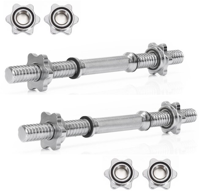 Gryf krótki 40 cm do hantli z zaciskami zestaw 2 szt. gwintowane, śr. 28 mm stal chromowana UNIWERSALNY