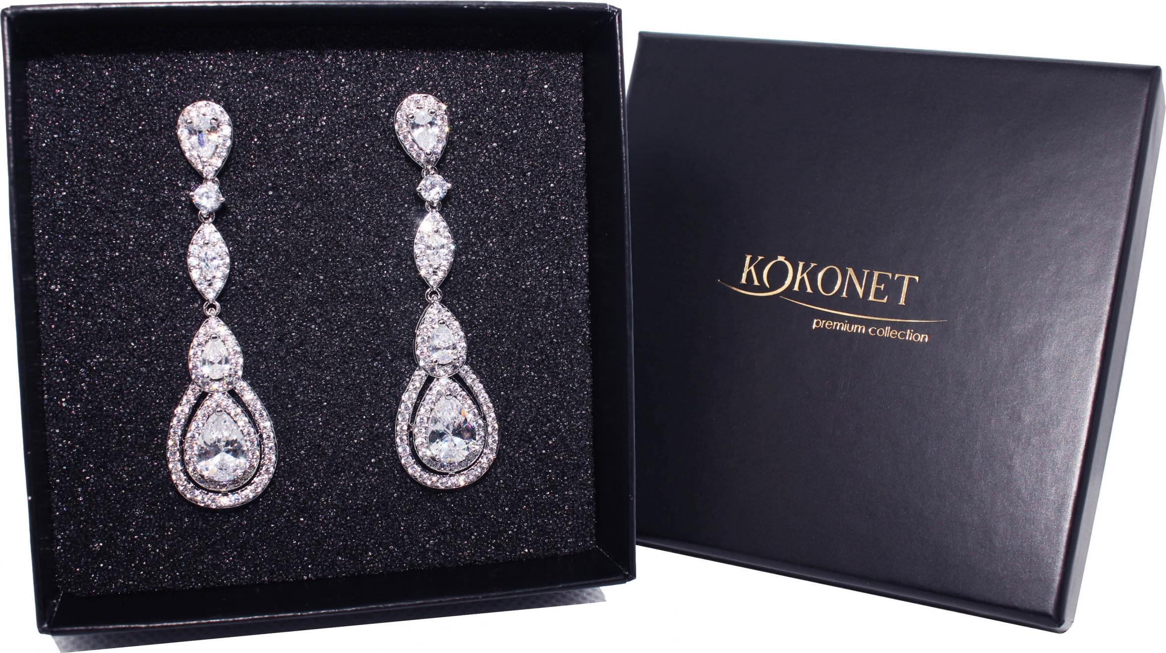 KOKONET KOLCZYKI długie OKAZAŁE łezki SREBNRE ELEGANCKIE