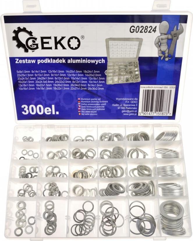 Geko ZESTAW PODKŁADEK ALUMINIOWYCH 300EL. (20) G02824 GEKO