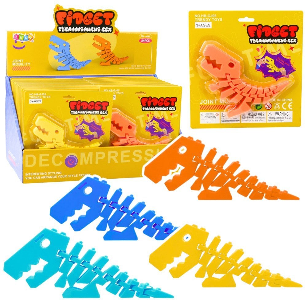 Dinozaur Puzzle Fidget 3D Układanka Elastyczny Do Wyginania Mix LEAN TOYS