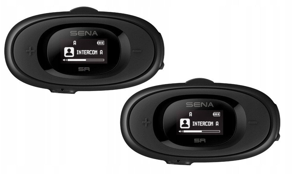 Interkom motocyklowy Sena 5R-01D 5R Bluetooth 5.1 700m z wyświetlaczem LCD i uniwersalnym zestawem mikrofonów na 2 kaski