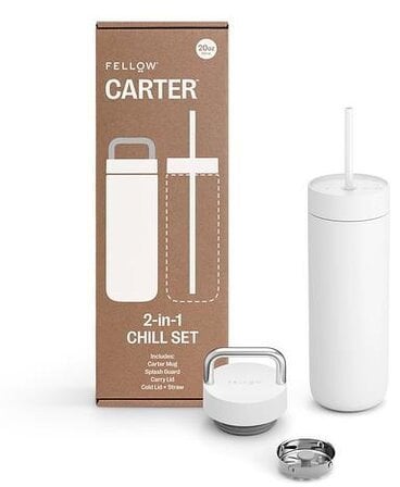 Fellow - Carter Chill Set 2 w 1 - Kubek termiczny + 2 nakrętki - Biały 591 ml