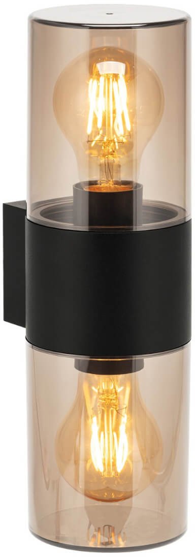 Ścienna lampa góra-dół Hager AZ5864 na taras IP54 przezroczysty czarny