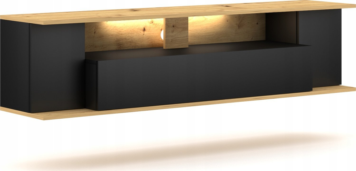 Vivaldi Meble RTV ROB LE dąb artisan/czarny 2K LED