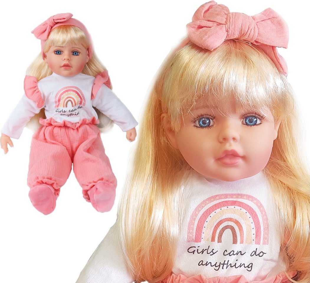 Happy Kiddo SN84753 Lalka bobas jak żywa duża 56cm miękka interaktywna mówi śpiewa 2języki uczy