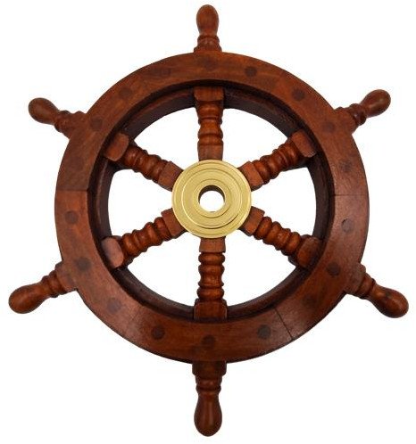 Drewniane koło sterowe - Wkład mosiężny z miejscem na klin - średnica 30cm - SW10/12