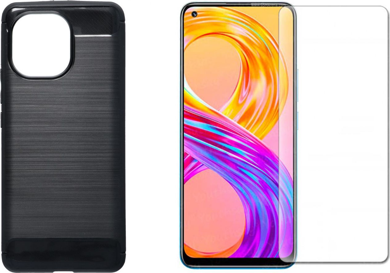 Braders Etui Carbon + Szkło Płaskie do Xiaomi Mi 11 Lite 5G / 4G