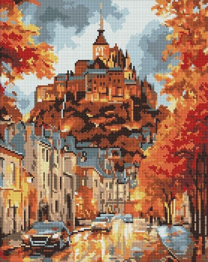 Diamentowa mozaika - Jesienne Miasteczko 40x50cm