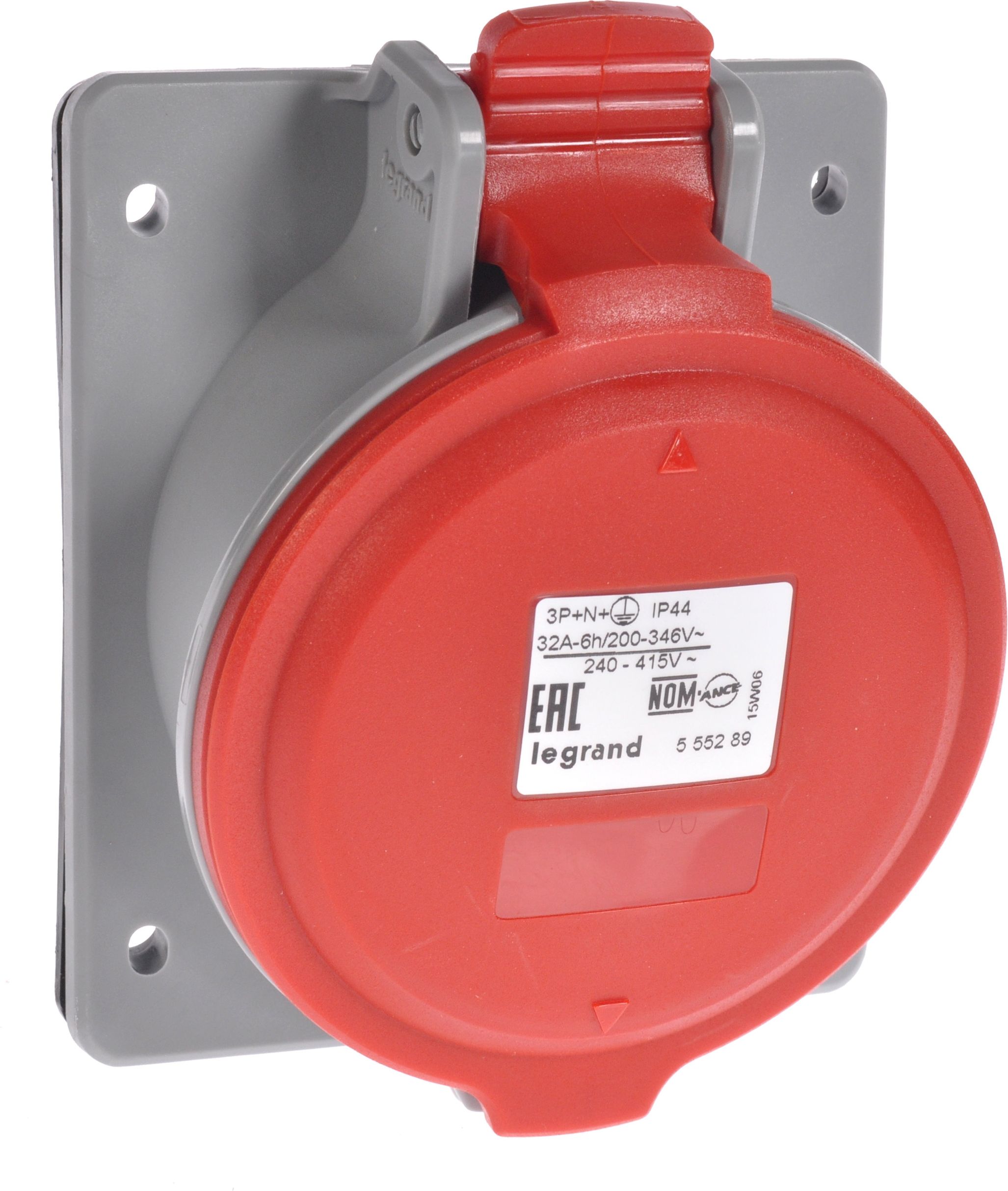 Legrand Gniazdo tablicowe 5P 32A 400V czerwone IP44 P17 TEMPRA PRO (555289)