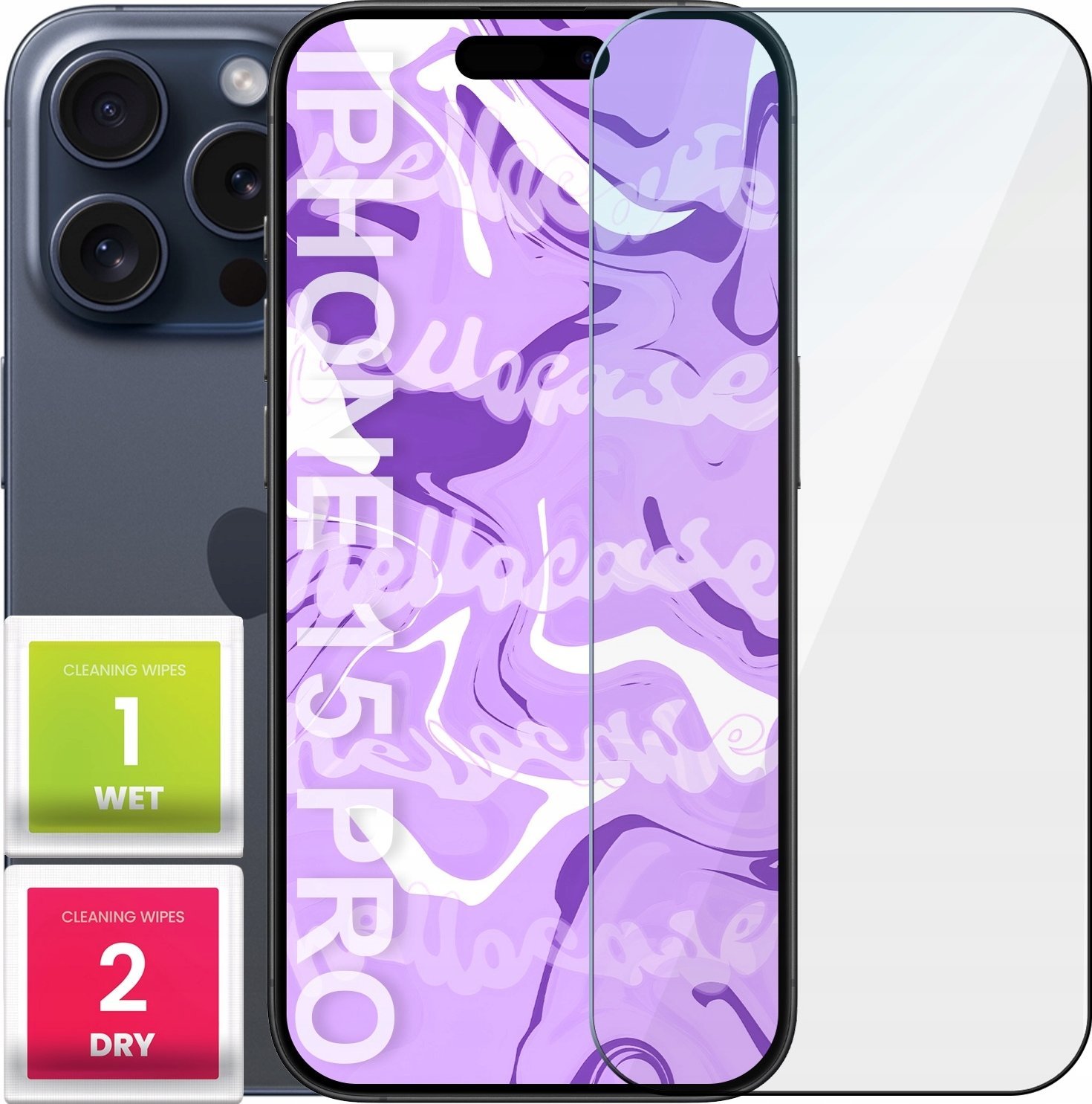 Hello Case Szkło Hartowane do Iphone 15 Pro (szybka 9H, płaskie 2.5D, ochronne)