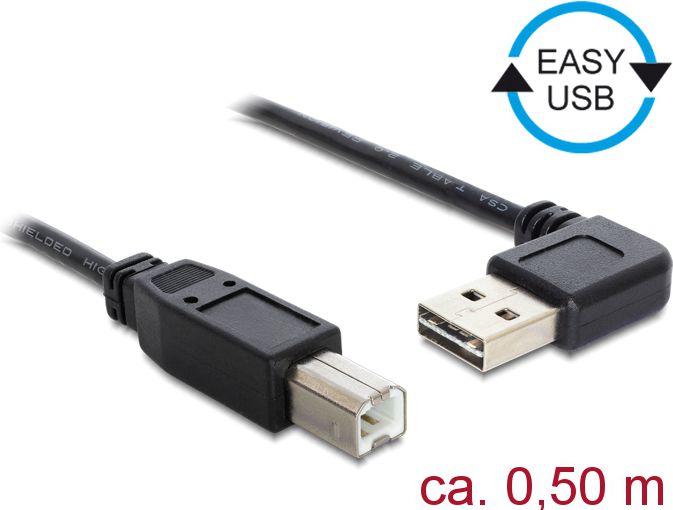 Kabel USB Delock USB-A - USB-B 0.5 m Czarny (85167)