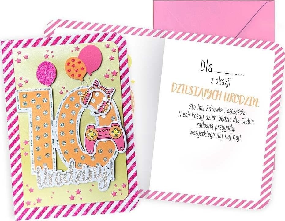 Karnet B6 Urodziny 10 dziewczynka