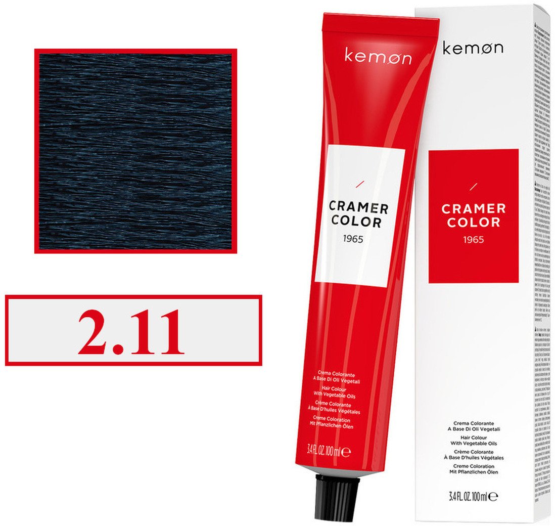 Kemon Cramer Color Kremowa farba do włosów z olejem kokosowym 100ml Blue Black (2.11)