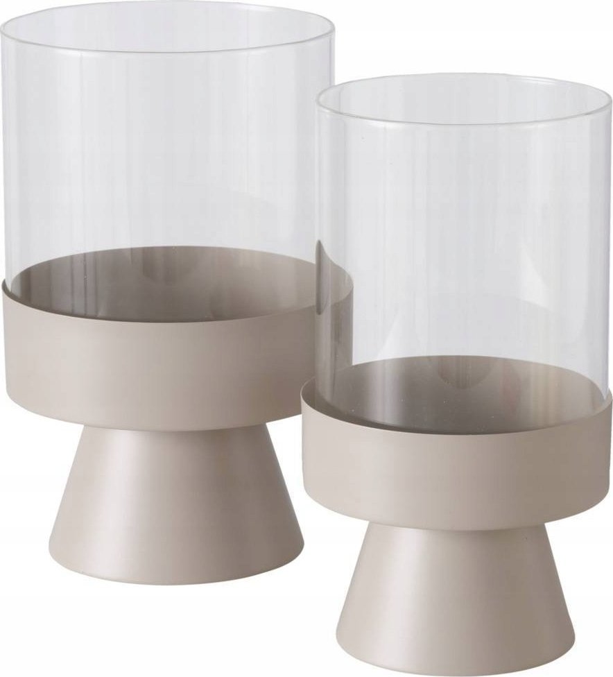 Boltze Świeczniki szklane Pallas, metalowa nożka, 2 sztuki