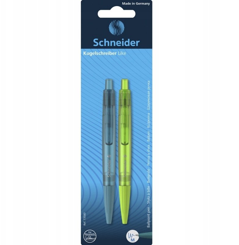 Długopis automatyczny SCHNEIDER Like, M, 2szt., blister, mix kolorów