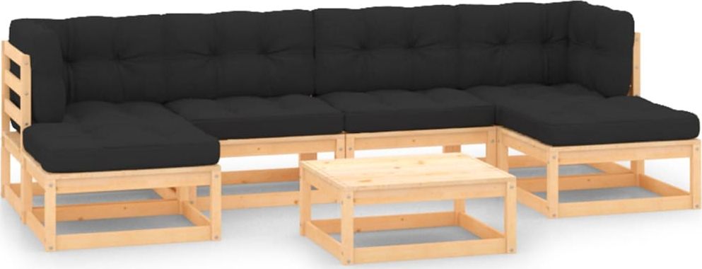 vidaXL vidaXL 7-cz. zestaw wypoczynkowy do ogrodu, antracytowe poduszki