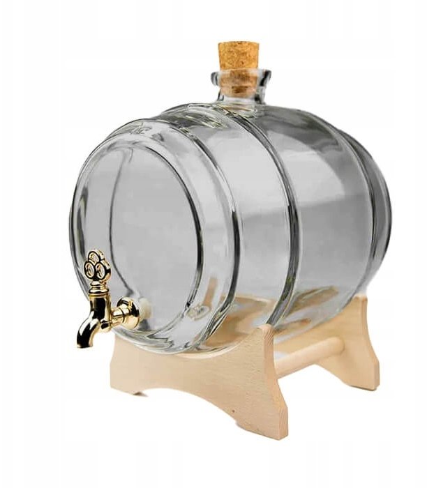 Bimberek BECZKA SZKLANA 2L beczułka POPIELATA antałek z kranem