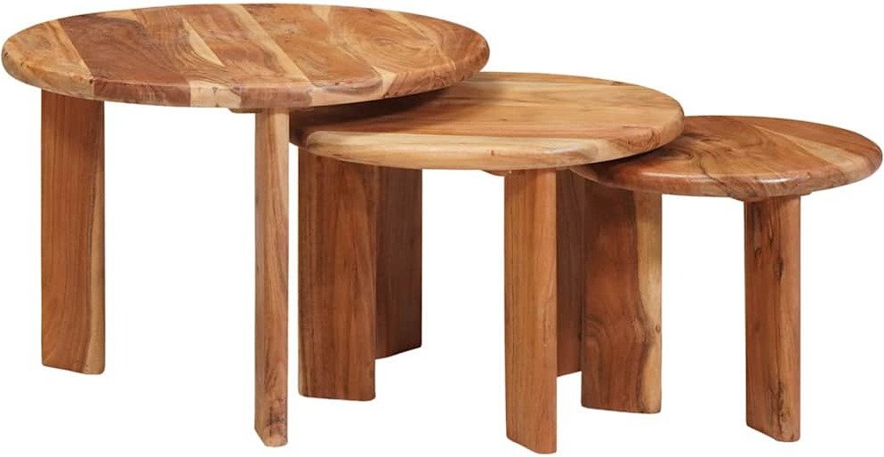 vidaXL Stolik gniazdowy 3 pcs Brązowy Lekkie drewno akacjowe