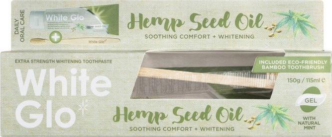 White Glo WHITE GLO_SET Hemp Seed Oil Soothing and Whitening Toothpaste wybielająca pasta z olejem konopnym 150g/115ml + szczoteczka