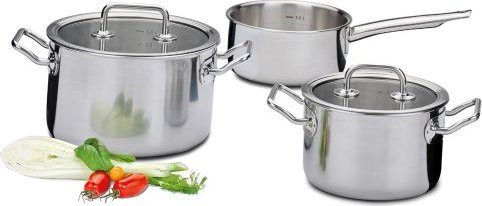 Hurtel Zestaw garnków, 3 el., stal nierdzewna 18/0 BRIGADE BASIC / Spring