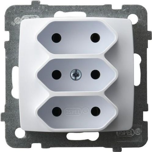 Ospel Gniazdo Karo potrójne Euro białe (GP-3S/m/00)